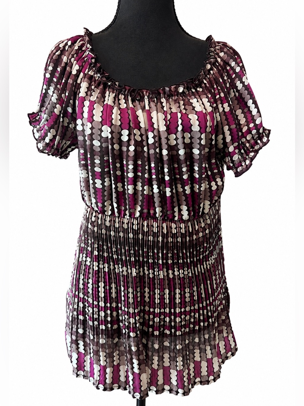 Cato Short Sleeve Pleated Peasant Top Size Medium